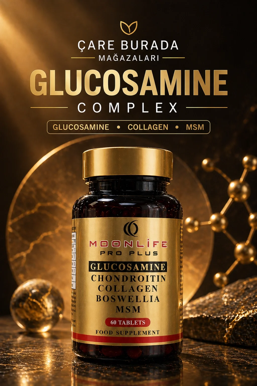 Moonlife - Glukozamin, Kondroitin, Sülfat Kapsül 60 Adet (Glukozamin & MSM & Kolajen & Akgünlük & Kondroitin)