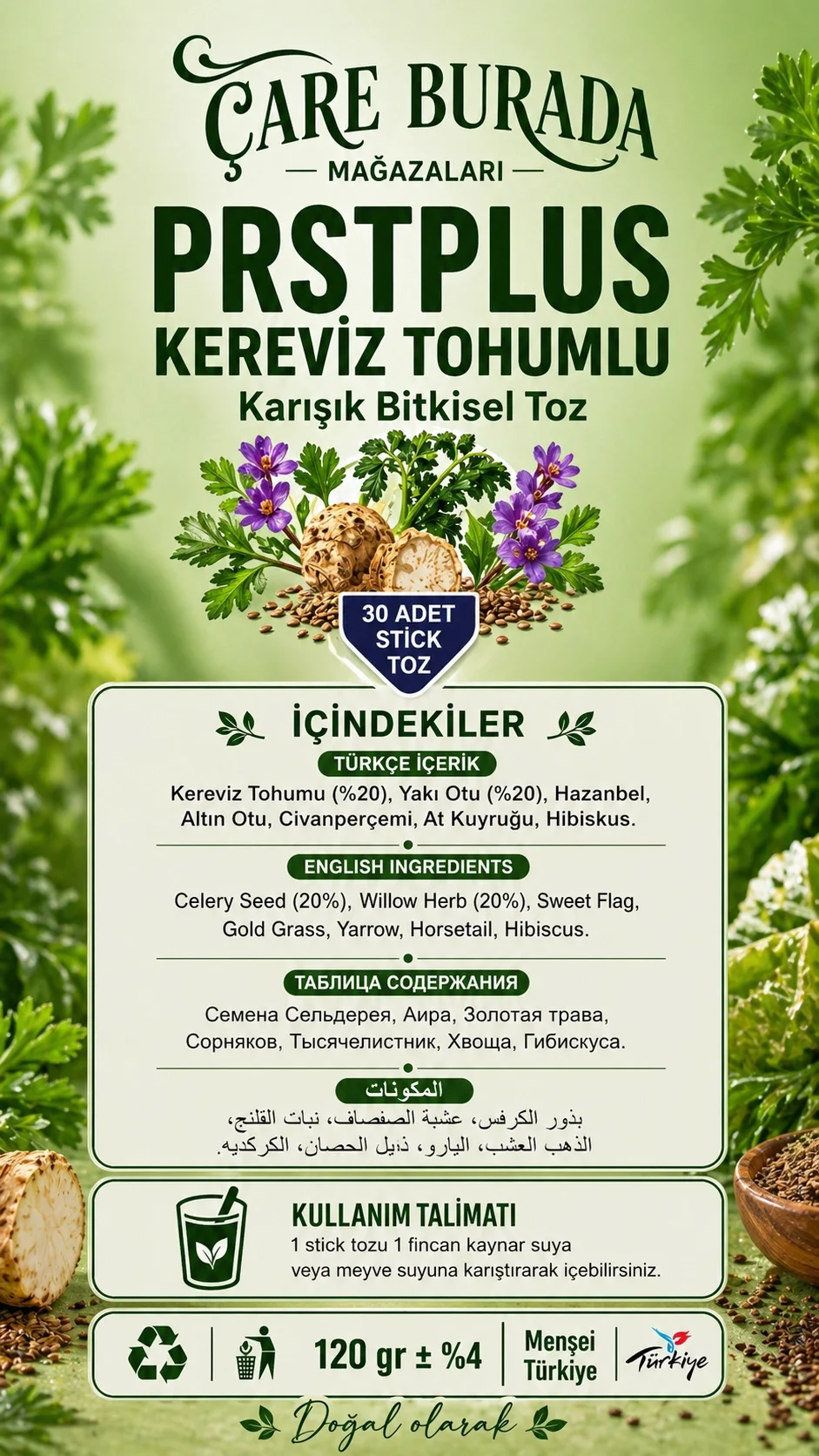 Dr. Bronos - PERSTPLUS 30'lu Stick Çay (Kereviz Tohumlu)