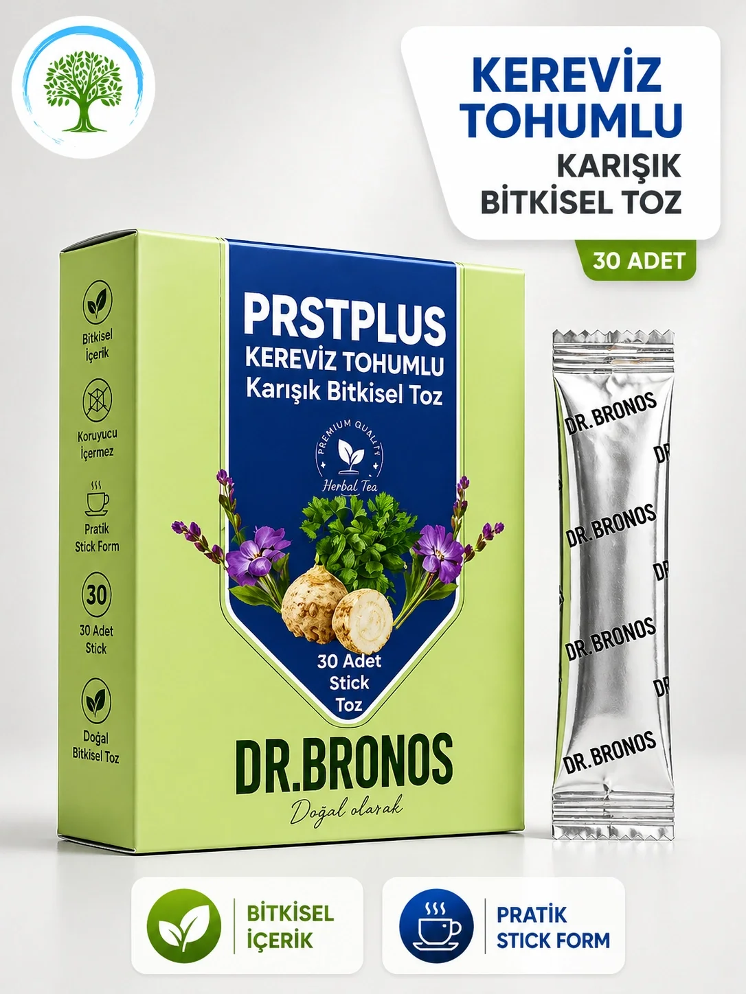 ÇareBurada | Dr. Bronos PRST Kereviz Tohumlu Karışık Bitkisel Toz 30 Stick