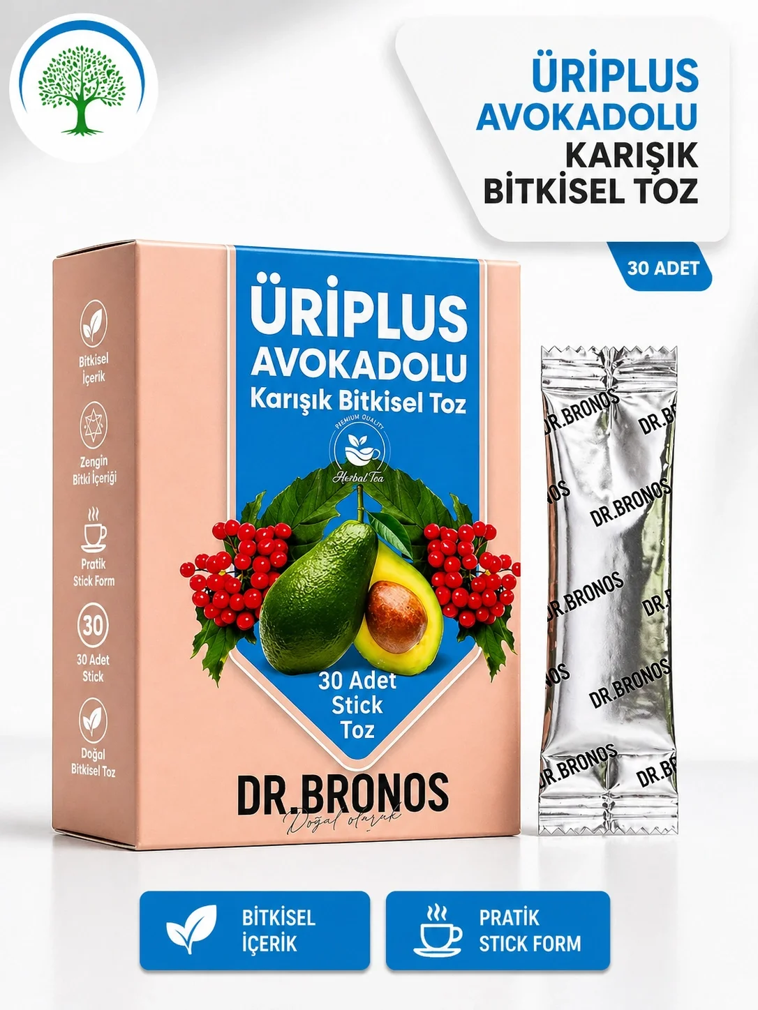 ÇareBurada | Dr. Bronos ÜRİPlus Avokadolu Karışık Bitkisel Toz 30 Stick