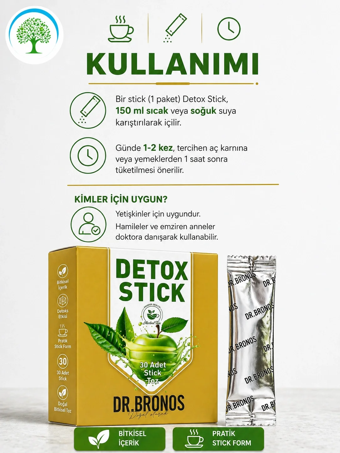ÇareBurada | Dr. Bronos Detoks Karışık Bitkisel Toz 30 Stick