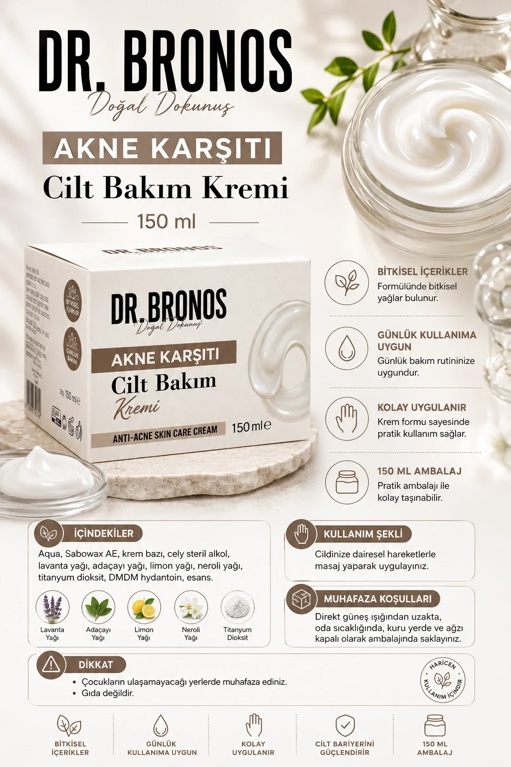 Dr. Bronos - Akne Karşıtı Bakım Kremi 150 Ml