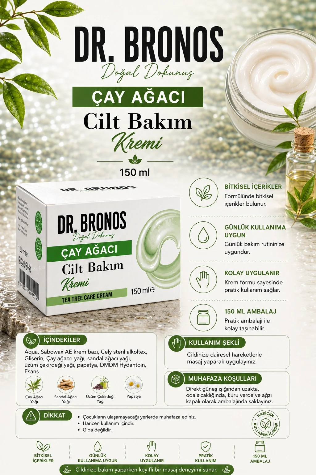 Dr. Bronos - Çay Ağacı Cilt Bakım Kremi 150 Ml