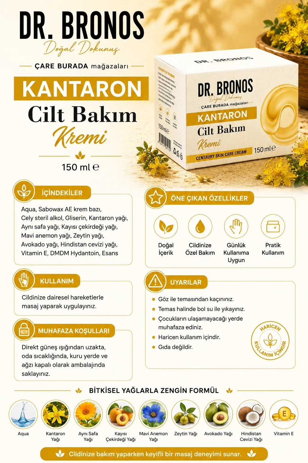 Dr. Bronos - Kantaron Cilt Bakım Kremi 150 Ml