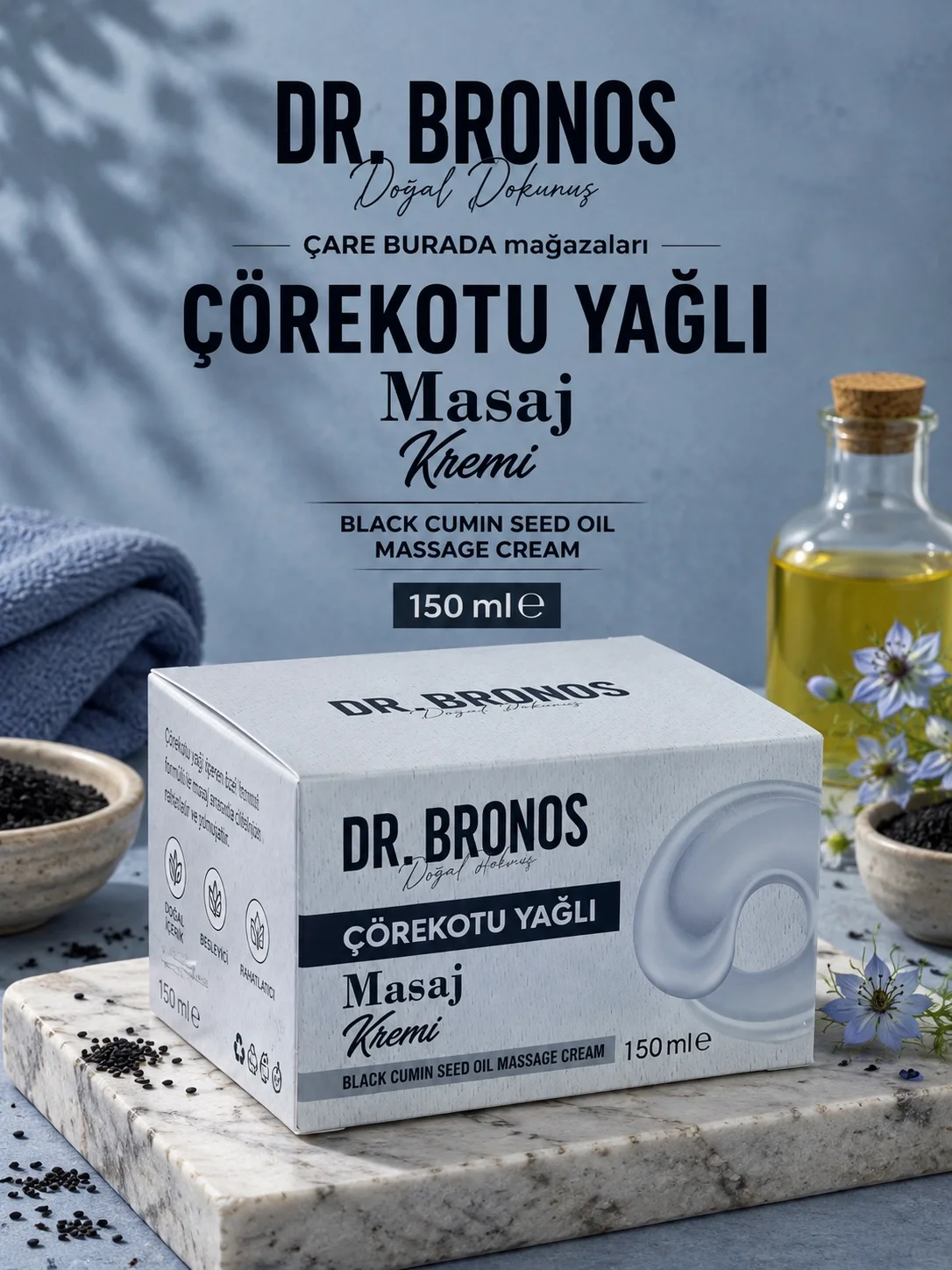 Dr. Bronos - Çörekotu Yağlı Masaj Kremi 150 Ml