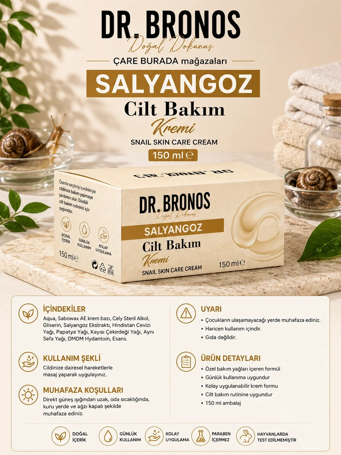 Dr. Bronos - Salyangoz Cilt Bakım Kremi 150 Ml