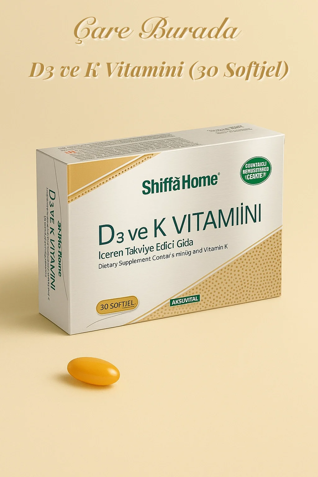 D3 + K2 Vitamini Softjel 1340 mg (30 Adet)