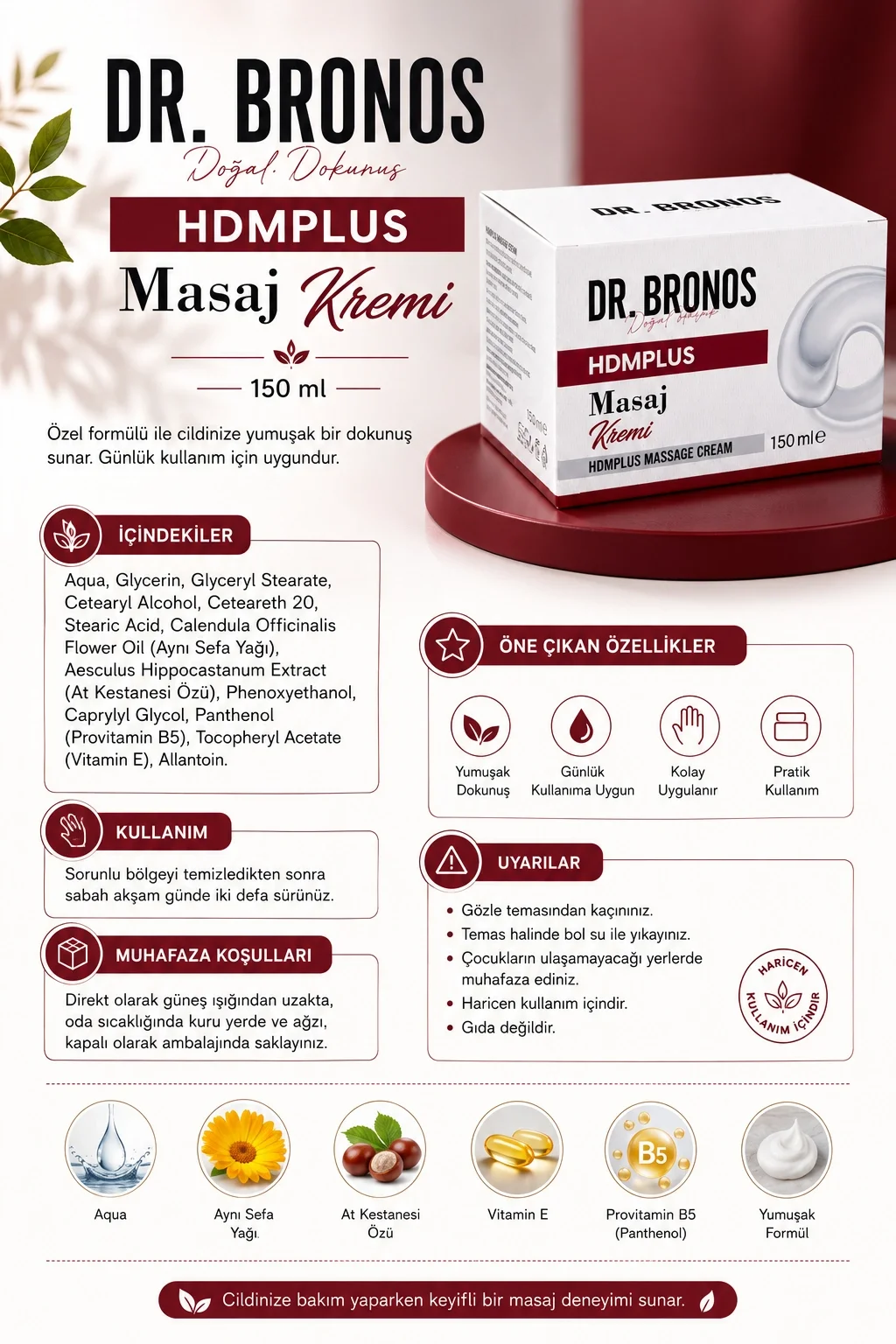 Dr. Bronos - HMDPLUS Masaj Kremi 150 Ml