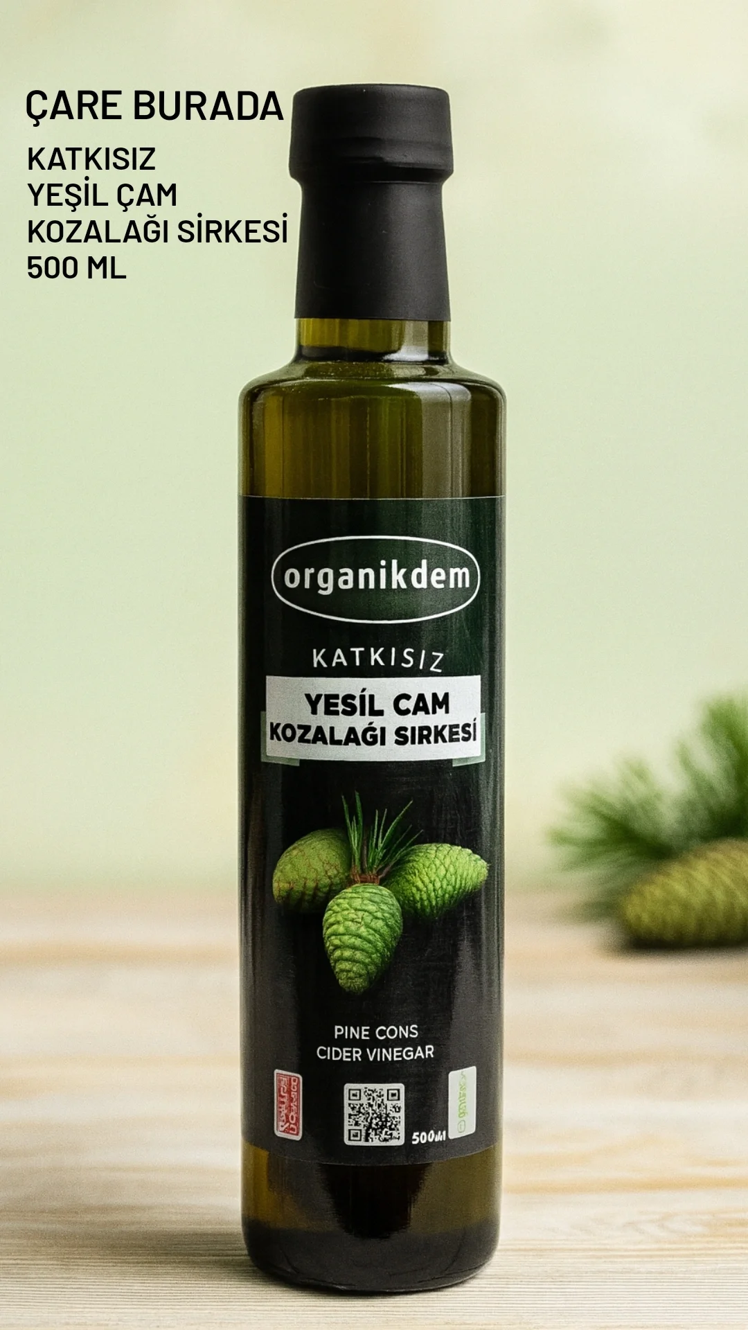 Katkısız Yeşil Kozalak Sirkesi 500 Ml