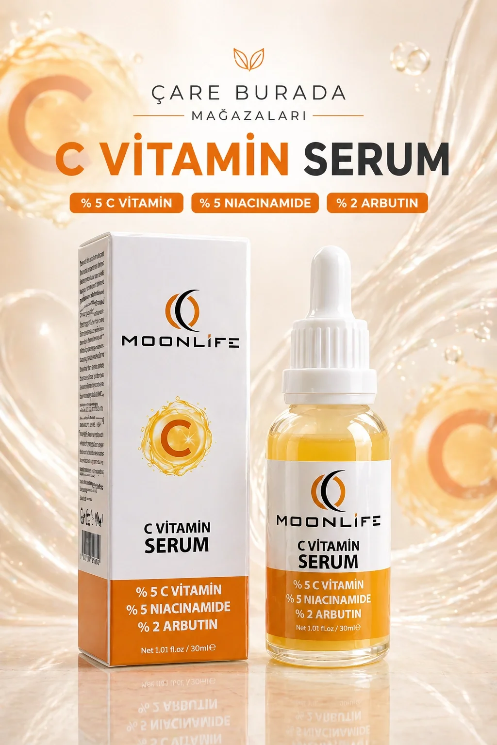 Moonlife - C Vitamini Serum (%5 C Vitamini & %5 Niacinamide & %2 Arbutin)