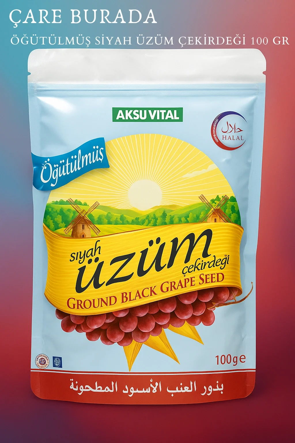 Öğütülmüş Siyah Üzüm Çekirdeği Tozu 100 gr