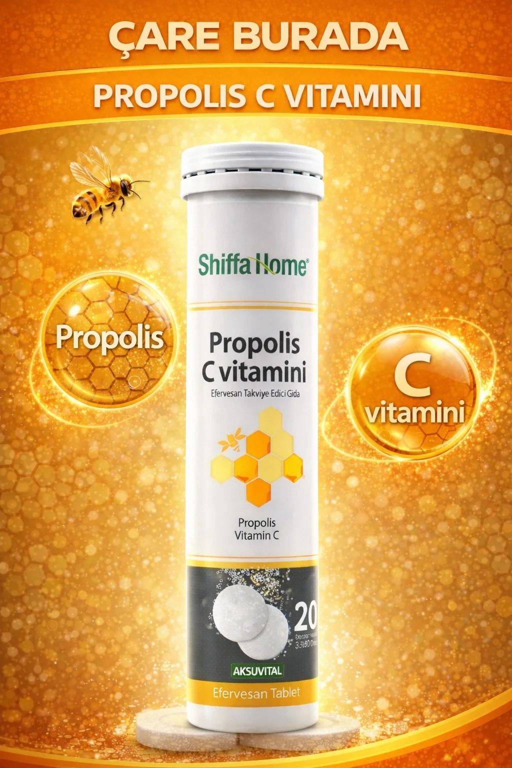 Propolisli & C Vitaminli Efervesan Tablet (20 Tablet)