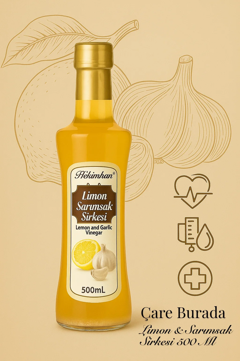 Sarımsaklı Limon Sirkesi 500 ml