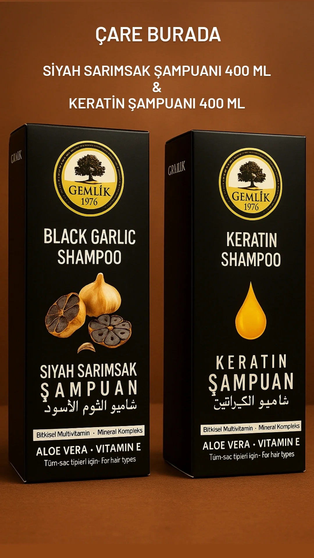 Siyah Sarımsak Şampuanı (400 Ml) + Keratin Şampuanı (400 Ml)