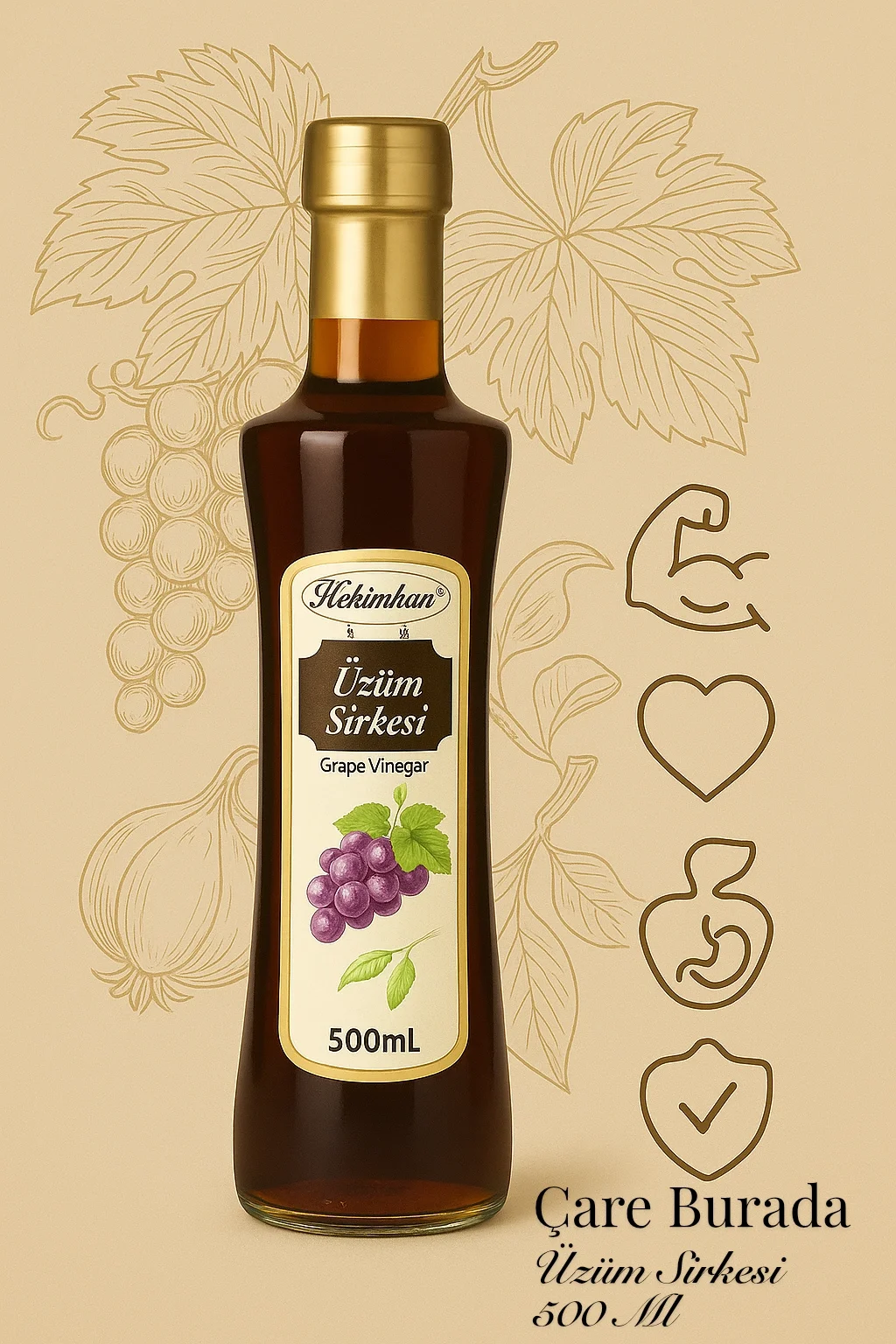 Üzüm Sirkesi 500 Ml (Katkısız)