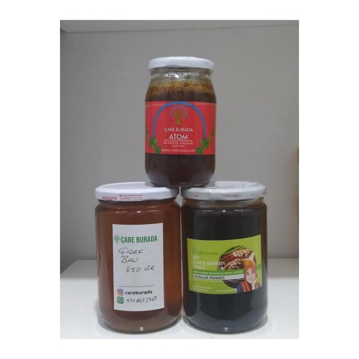 3 Adet Enerji Deposu Bitkisel Takviye ( Çiçek Balı, Kozalak Pekmezi,atom)