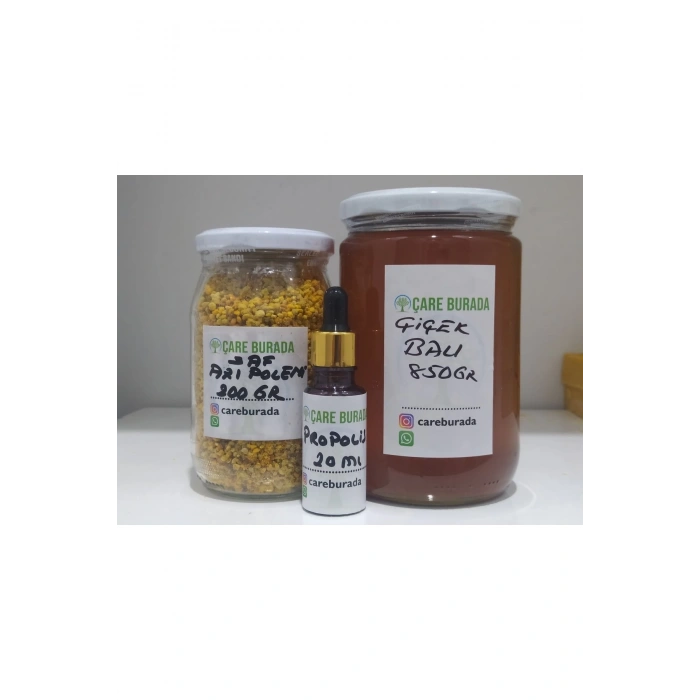 Doğal Arı Poleni 200gr+doğal Çiçek Balı 850gr+ Propolis
