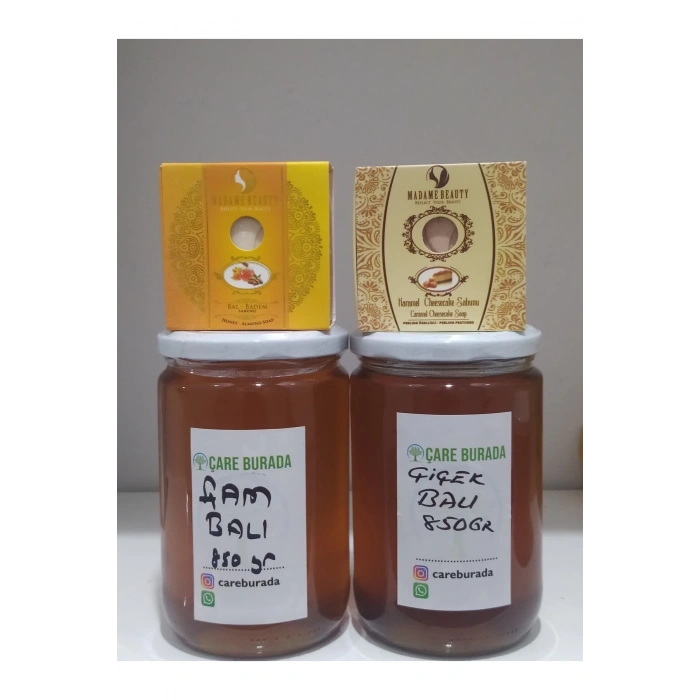 Çiçek Balı + Çam Balı 1700 Gr 2 Adet Bitkisel Sabun