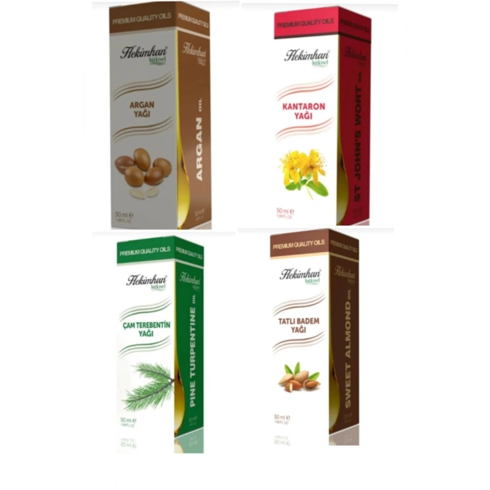 Argan Yağı 50 ml Çam Terebentin 50 ml Kantaron 50 ml Ve Tatlı Badem 50 ml