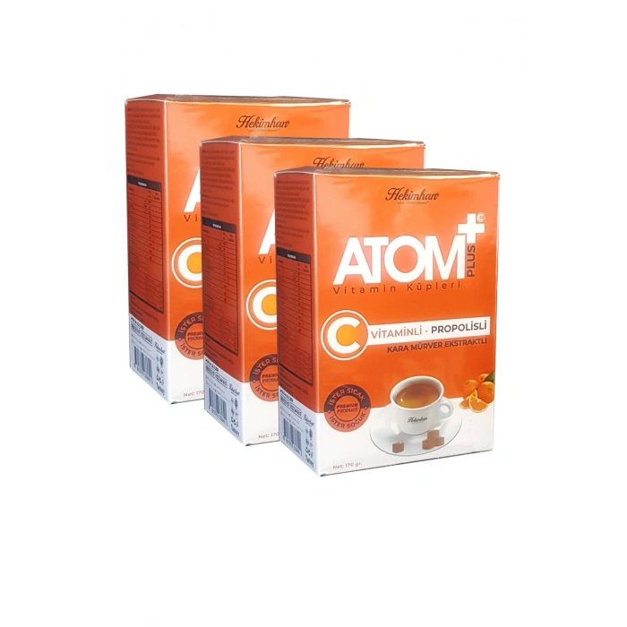 3 Kutu Atom Çayı Atom Plus Vitamin Küpleri C Vitamin + Propolis Atom Küpü