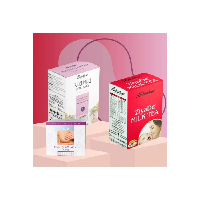 Anne Bebek Seti Rezeneli Bebek Çayı Emziren Anne Süt Çayı ve Göğüs Şekillendirici Krem