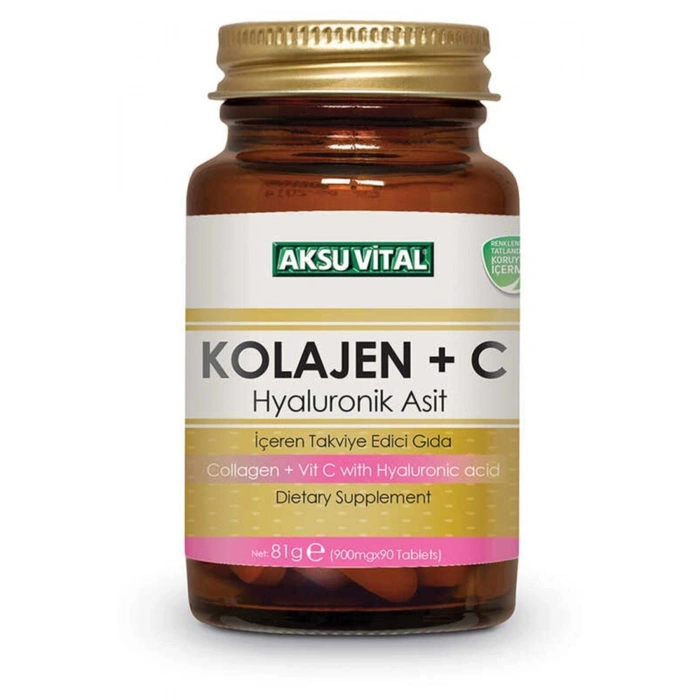Kolajen + C Vitamini Hyaluronik Asit Aksuvital 900 Mg 90 Kapsül