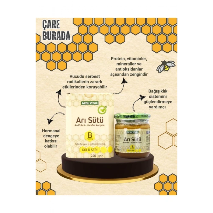 Arı Sütü Arı Poleni Ham Bal Karışımı 220 Gr7000mg çocuk