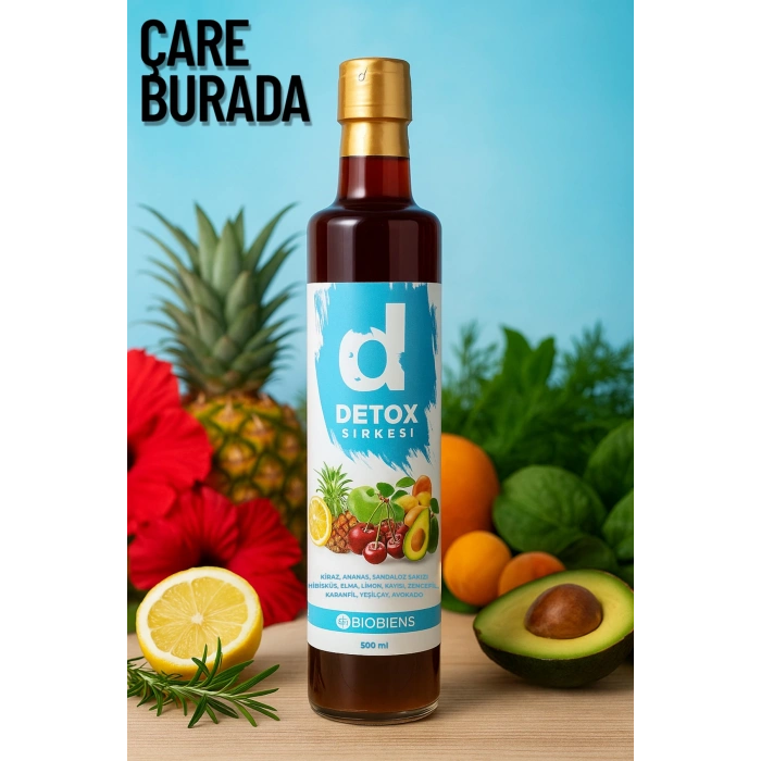 Detoks Sirkesi 500 ml (Kiraz, Ananas, Avokado, Zencefil, Hibisküs, Karanfil)