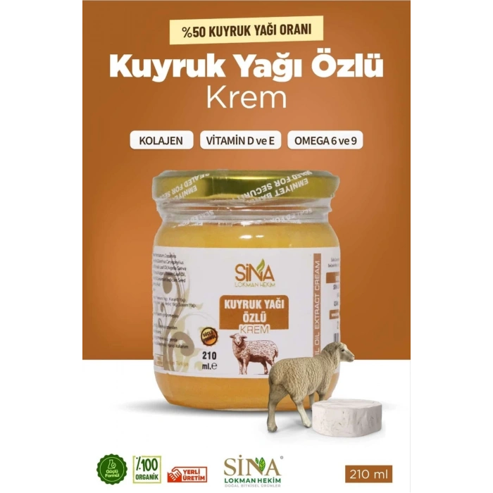 Sina - Kuyruk Yağı Özlü Krem 210 Ml (%50 Kuyruk Yağı Oranı)