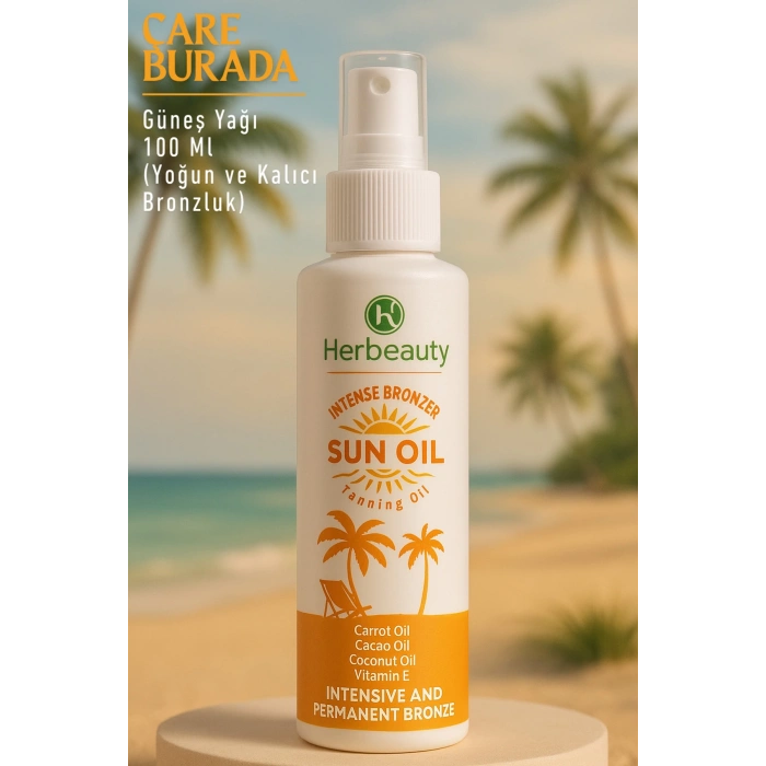 Herbeauty - Bronzlaştırıcı Güneş Yağı 100 Ml (Kakao Yağı, Havuç Yağı, E Vitamini)