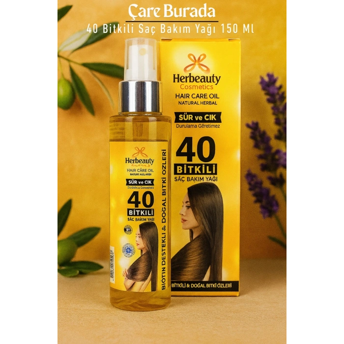Herbeauty - 40 Bitkili Saç Bakım Yağı 150 Ml (Durulama Gerektirmez)