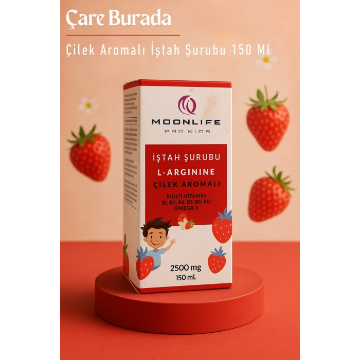 Moonlife - Çilek Aromalı İştah Şurubu 2500 mg (L-Arginine & Omega 3 & Multivitamin)