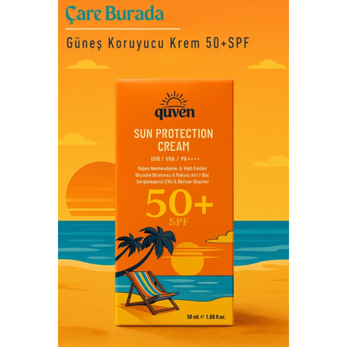 Queven - Güneş Kremi 50+SPF 50 Ml (Makyaj Altı Baz & Bariyer Onarıcı)