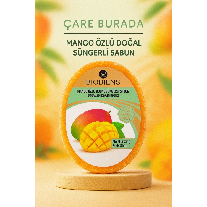 Biobiens - Mango Özlü Doğal Süngerli Sabun 135 Gr
