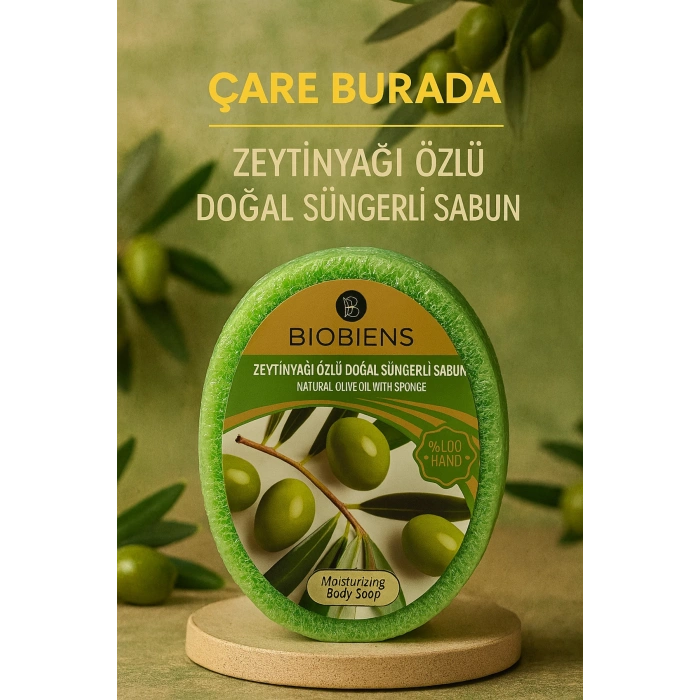 Biobiens - Zeytinyağı Özlü Doğal Süngerli Sabun 135 gr