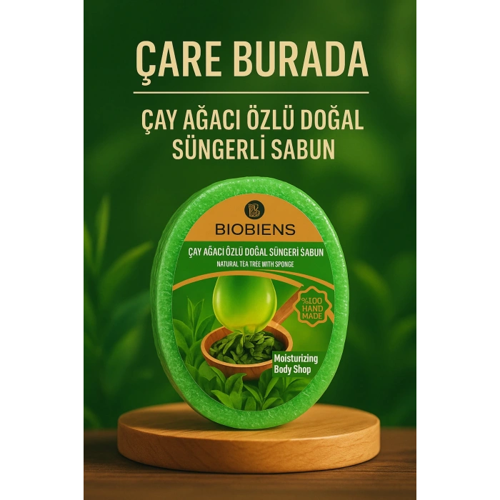 Biobiens - Çay Ağacı Özlü Doğal Süngerli Sabun 135 gr