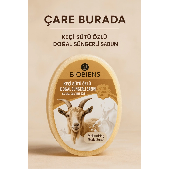Biobiens - Keçi Sütü Özlü Doğal Süngerli Sabun 135 gr