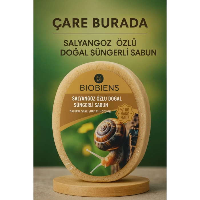 Biobiens - Salyangoz Özlü Doğal Süngerli Sabun 135 gr