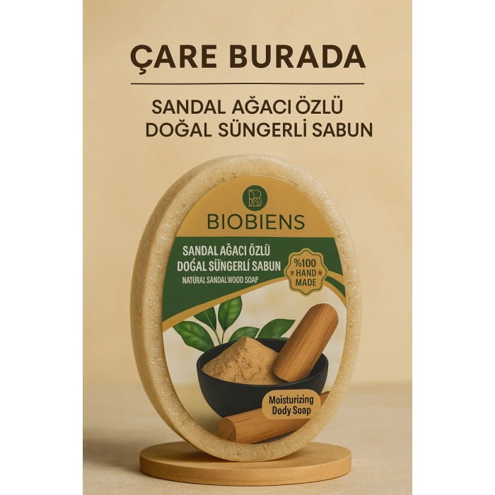 Biobiens - Sandal Ağacı Özlü Doğal Süngerli Sabun 135 gr