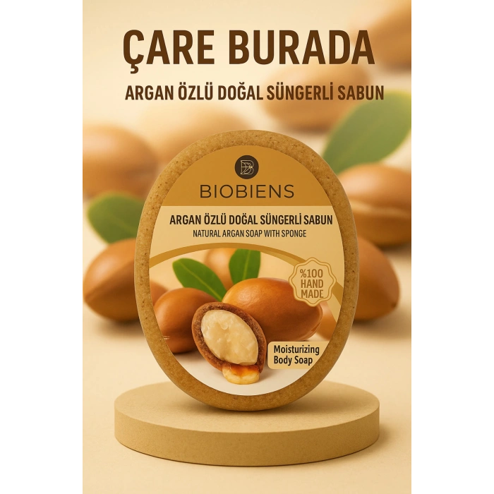 Biobiens - Argan Özlü Doğal Süngerli Sabun 135 gr