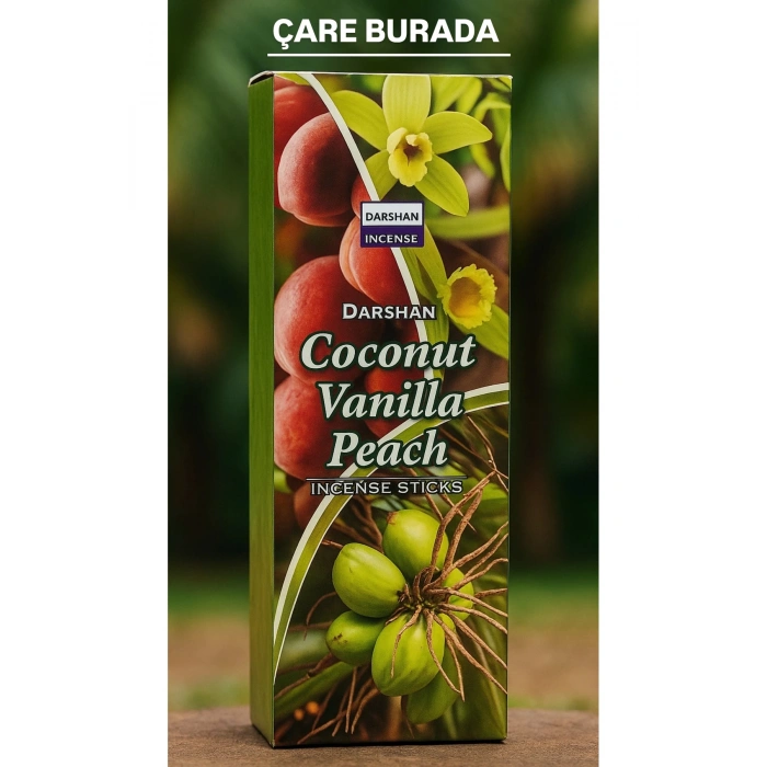 Darshan Incense - Coconut & Vanilla & Peach 20li Çubuk Tütsü (Hindistan Cevizi & Vanilya & Şeftali)