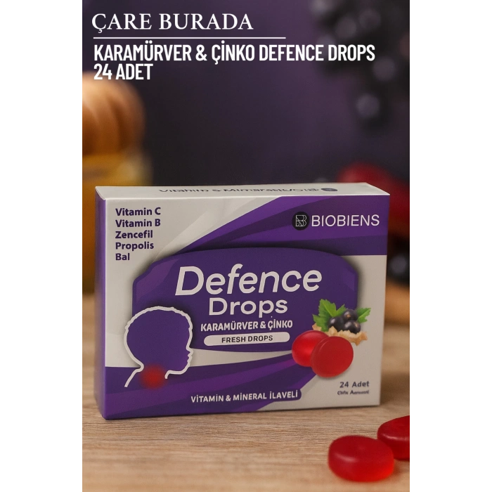 Biobiens - Karamürver & Çinko Pastil 24 Adet ( Propolis & Zencefil & Vitamin B)