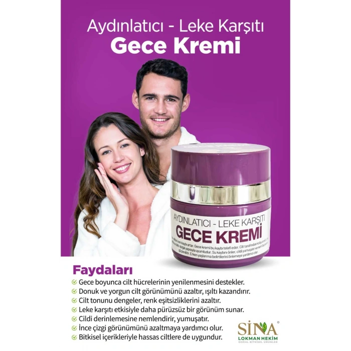 Sina - Aydınlatıcı & Leke Karşıtı Gece Kremi 50 ml