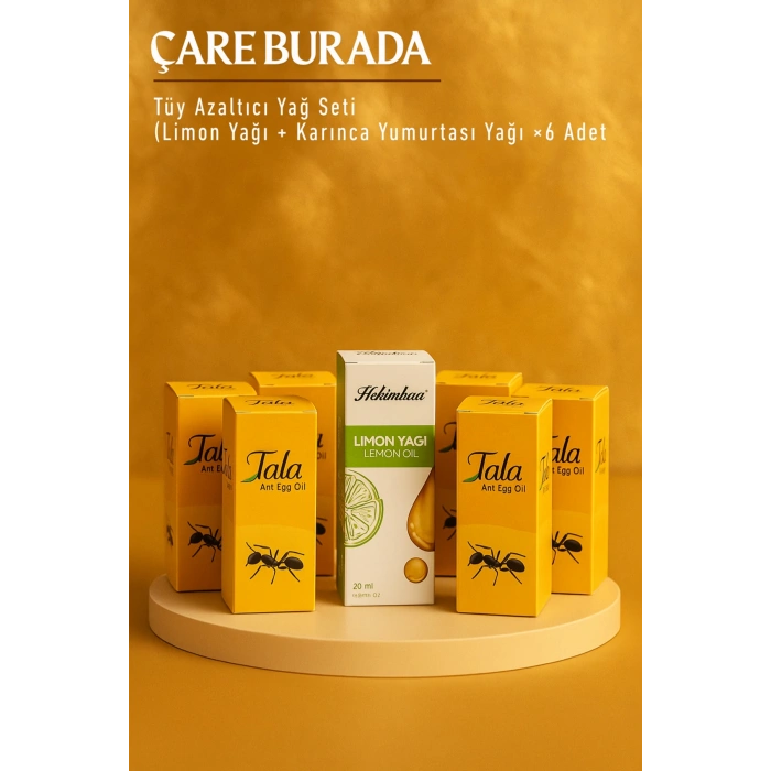 Tüy Azaltıcı Yağ Seti (1 Adet Limon Yağı 20 Ml + 6 Adet Karınca Yumurtası Yağı 20 Ml)