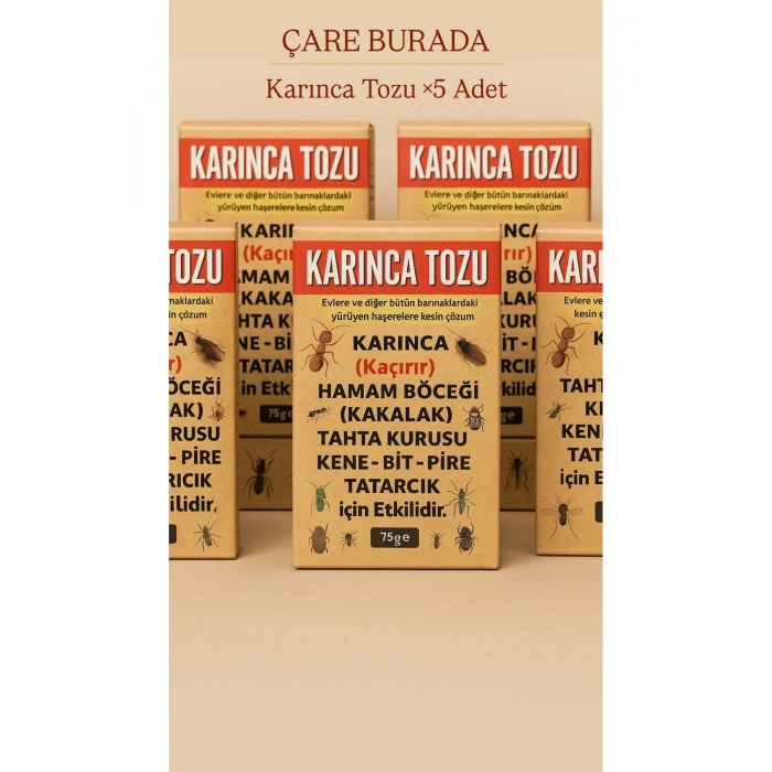 Karınca Tozu ×5 Adet 75 gr (Kene & Bit & Pire & Tahta Kurusu & Hamam Böceği)