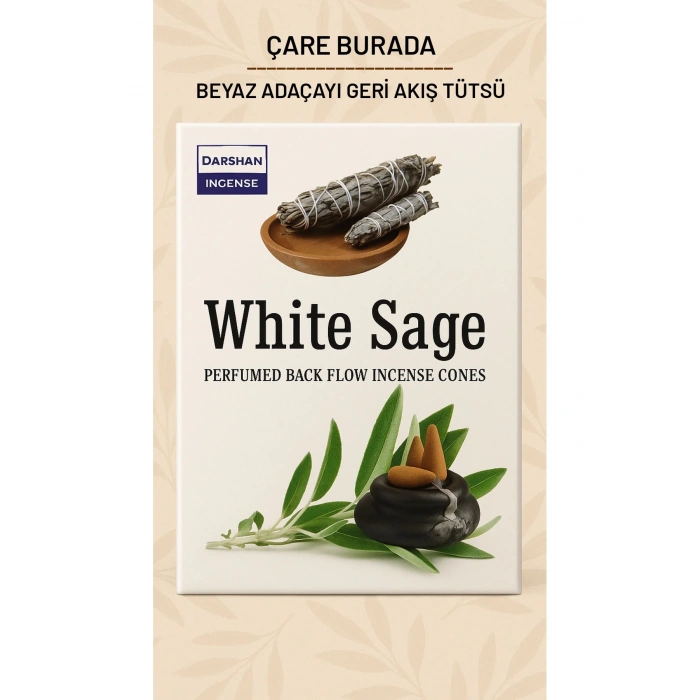 Darshan Incense - Beyaz Adaçayı gerİ Akış Tütsü (10 Adet Geri Akış Tütsü)