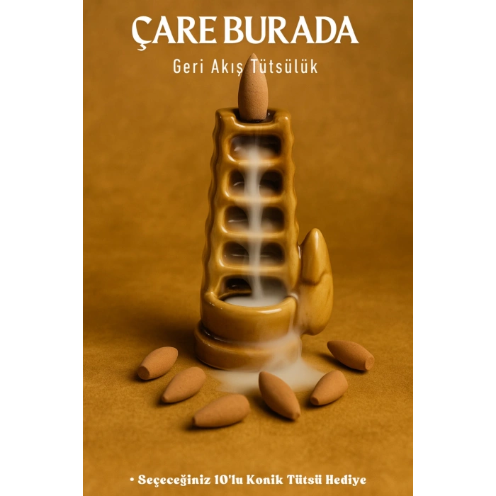 Sarı Basamaklı Geri Akış Tütsülük (Seçeceğiniz 10lu Konik Tütsü Hediye)