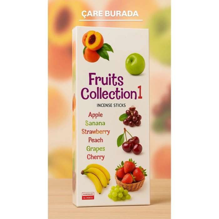 Darshan Incense - Fruits Collection 20li Çubuk Tütsü (Çilek & Muz & Elma & Üzüm & Kiraz & Şeftali)