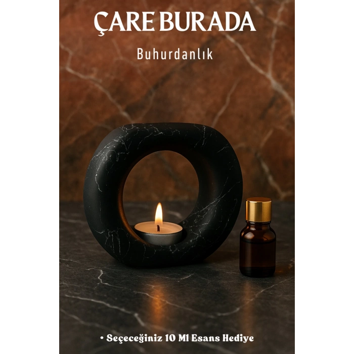Siyah Renk Halka Buhurdanlık (Seçeneğiniz 10 Ml Esans Hediye)