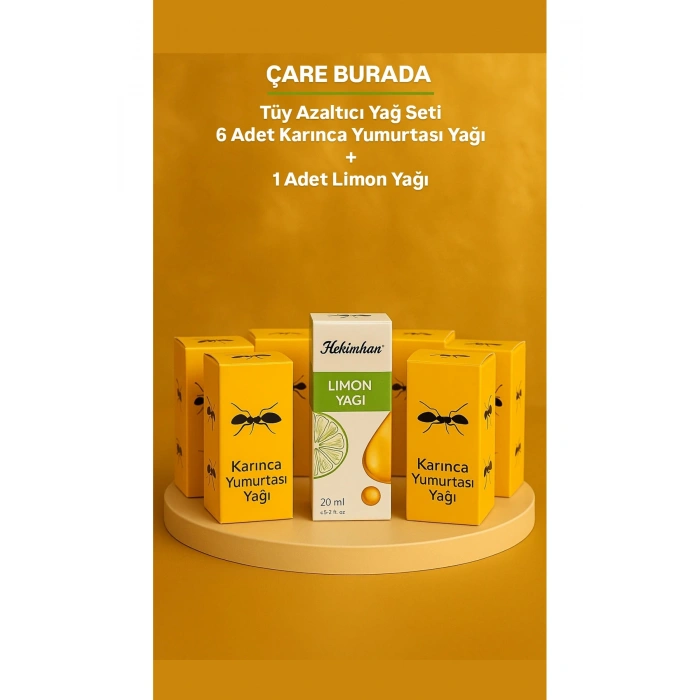 Tüy Azaltıcı Yağ Seti (1 Adet Limon Yağı + 6 Adet Karınca Yumurtası Yağı)